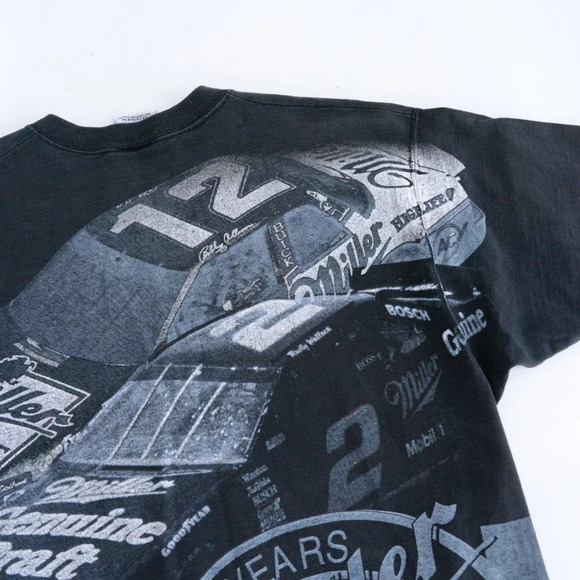 Vintage Chase Race Wear Y2K Black "Miller We Race for Beer" Brad Keselowski Tee - Picture 6 of 16